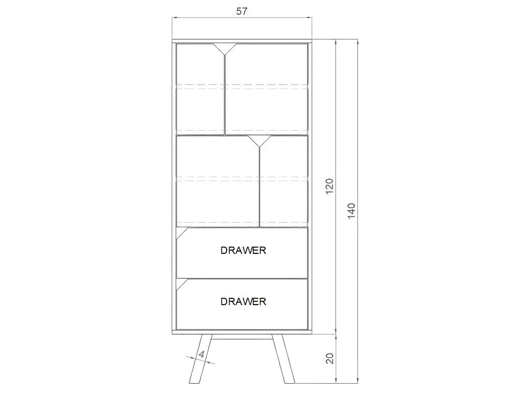 Buffet Haut 4 Portes 2 Tiroirs L57 X H140 Cm - Tokio 8 Buffet Haut 4 Portes 2 Tiroirs L57 X H140 Cm - Tokio – Image 6