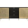 Buffet HARROD - Laque Noir Et Maillage En Rotin Naturel - 2 Portes Et 3 Tiroirs - L 180 X P 40 X H 80 Cm -Meubles Soldes Boutique buffet 12624453