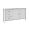 DAVA - Buffet L.130cm 2 Portes 3 Tiroirs En Pin Massif Blanc