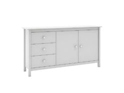 DAVA - Buffet L.130cm 2 Portes 3 Tiroirs En Pin Massif Blanc -Meubles Soldes Boutique buffet 13029927