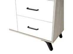 CLARIO - Buffet 2 Portes 3 Tiroirs Effet Bois Clair Et Blanc Mat -Meubles Soldes Boutique buffet 13837359