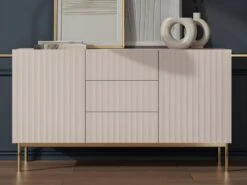 Buffet Avec 2 Portes Et 3 Tiroirs En MDF Et Acier - Noir Et Doré - EVILANA 11 Buffet Avec 2 Portes Et 3 Tiroirs En MDF Et Acier - Noir Et Doré - EVILANA -Meubles Soldes Boutique buffet 14178389