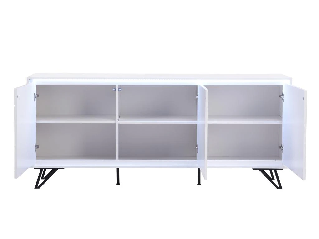 Buffet 3 Portes Avec LEDs En MDF - Blanc Laqué - SALIANO 8 Buffet 3 Portes Avec LEDs En MDF - Blanc Laqué - SALIANO – Image 6