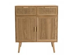 ROMEO - Buffet Couleur Naturelle 2 Tiroirs 2 Portes Bois Cannage -Meubles Soldes Boutique buffet 14657351