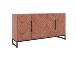 Buffet 4 Portes - Bois D'acacia Et Métal - Naturel Et Noir - VEDILA -Meubles Soldes Boutique buffet 15698683