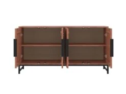 Buffet 4 Portes - Bois D'acacia Et Métal - Naturel Et Noir - VEDILA -Meubles Soldes Boutique buffet 15698709