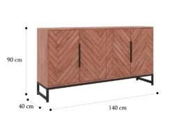 Buffet 4 Portes - Bois D'acacia Et Métal - Naturel Et Noir - VEDILA -Meubles Soldes Boutique buffet 15698711