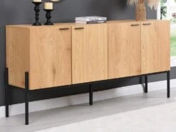 Buffet Avec 4 Portes - Naturel Clair Et Noir - MEMPHIS II -Meubles Soldes Boutique buffet 16436941