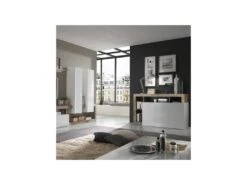 Buffet 3 Portes Blanc Laqué Brillant/Bois Fumé - ISCHIA -Meubles Soldes Boutique buffet 17623697