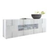 Buffet 2 Portes 4 Tiroirs Laqué Blanc Brillant LED's - TICATO 2 Buffet 2 Portes 4 Tiroirs Laqué Blanc Brillant LED's - TICATO -Meubles Soldes Boutique buffet 17624031