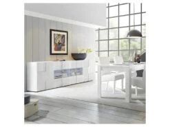 Buffet 2 Portes 4 Tiroirs Laqué Blanc Brillant LED's - TICATO 12 Buffet 2 Portes 4 Tiroirs Laqué Blanc Brillant LED's - TICATO -Meubles Soldes Boutique buffet 17624039