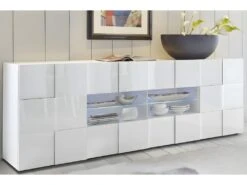 Buffet 2 Portes 4 Tiroirs Laqué Blanc Brillant LED's - TICATO 13 Buffet 2 Portes 4 Tiroirs Laqué Blanc Brillant LED's - TICATO -Meubles Soldes Boutique buffet 17624041