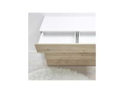Buffet 1 Abattant 1 Tiroir Laqué Blanc Brillant/Chêne Naturel - TAORMINE -Meubles Soldes Boutique buffet 17624937