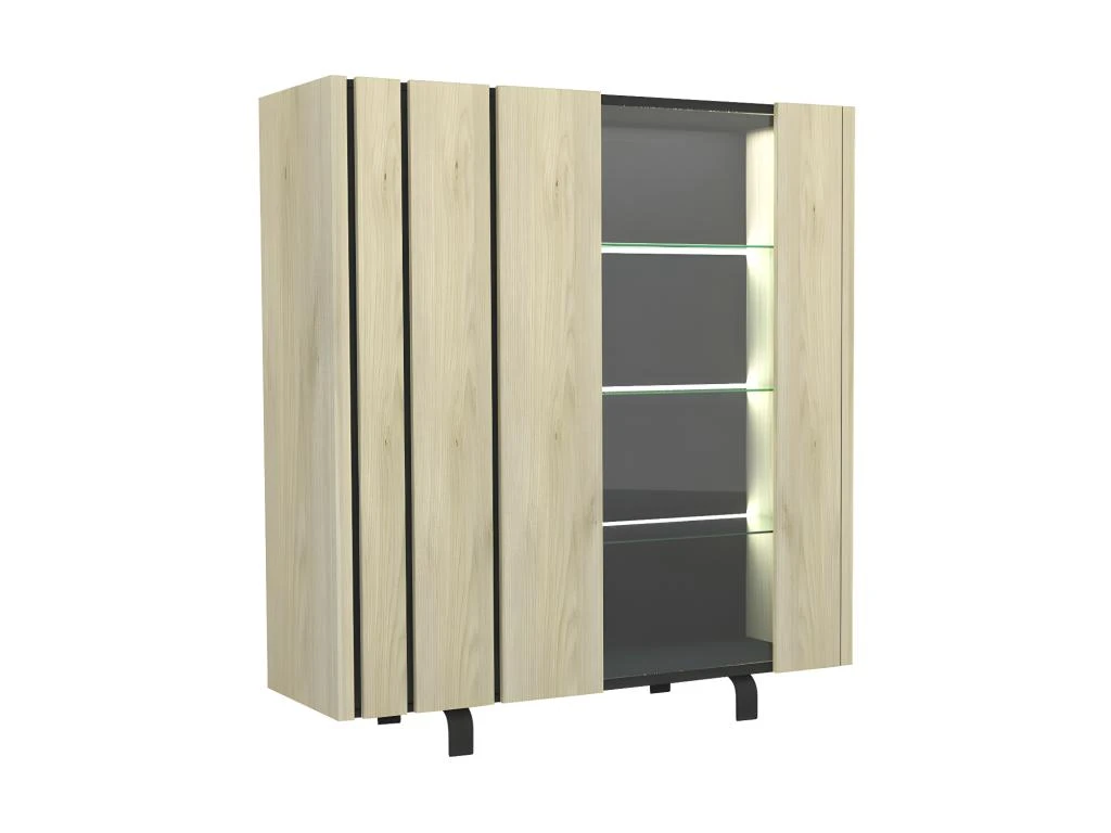 Argentier 2 Portes à LEDs Chêne Clair/Ardoise - FOREST 3 Argentier 2 Portes à LEDs Chêne Clair/Ardoise - FOREST