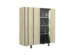 Argentier 2 Portes à LEDs Chêne Clair/Ardoise - FOREST 10 Argentier 2 Portes à LEDs Chêne Clair/Ardoise - FOREST -Meubles Soldes Boutique buffet 17625979