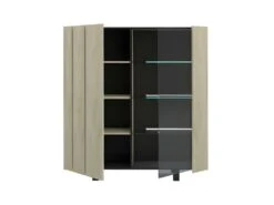 Argentier 2 Portes à LEDs Chêne Clair/Ardoise - FOREST 12 Argentier 2 Portes à LEDs Chêne Clair/Ardoise - FOREST -Meubles Soldes Boutique buffet 17625983