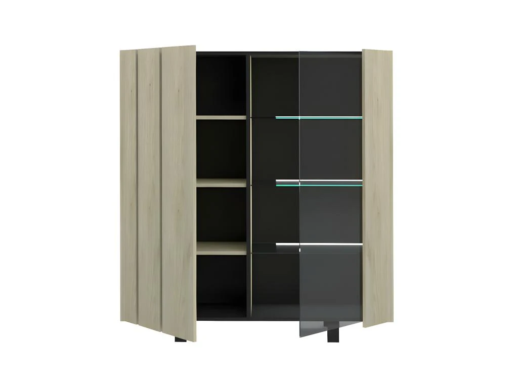 Argentier 2 Portes à LEDs Chêne Clair/Ardoise - FOREST 7 Argentier 2 Portes à LEDs Chêne Clair/Ardoise - FOREST – Image 5