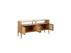 Buffet 4 Portes Bois Rotin Verre - ALBERTINA -Meubles Soldes Boutique buffet 17635391