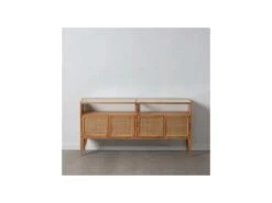 Buffet 4 Portes Bois Rotin Verre - ALBERTINA -Meubles Soldes Boutique buffet 17635393