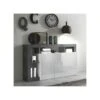 Buffet 3 Portes Blanc Laqué Brillant/Béton Ciré Foncé - ISCHIA -Meubles Soldes Boutique buffet 17635603