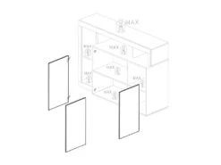 Buffet 3 Portes Blanc Laqué Brillant/Béton Ciré Foncé - ISCHIA -Meubles Soldes Boutique buffet 17635613