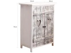 Meuble D'appoint Bahut 2 Ports Bois Blanc Gris Coeur 70x51x30 -Meubles Soldes Boutique buffet 18399799