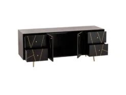 Buffet 4 Tiroirs & 2 Portes "Remina" 150cm Noir & Or -Meubles Soldes Boutique buffet 19091541