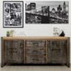 Buffet En Teck Industriel "Loft" 190cm Marron -Meubles Soldes Boutique buffet 19092265