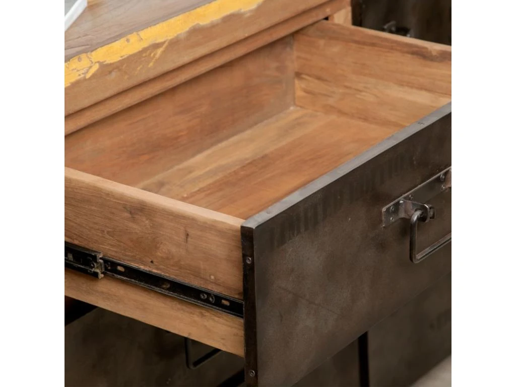 Buffet En Teck Industriel "Loft" 190cm Marron 7 Buffet En Teck Industriel "Loft" 190cm Marron – Image 5