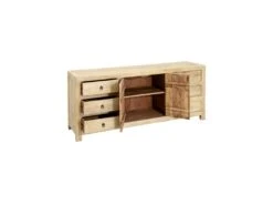 Buffet 6 Tiroirs 2 Portes Bois Naturel Clair - ODENSE -Meubles Soldes Boutique buffet 19438015