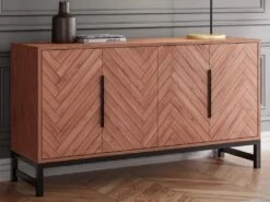 Buffet 4 Portes - Bois D'acacia Et Métal - Naturel Et Noir - VEDILA -Meubles Soldes Boutique buffet 19917587