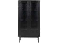 Angus Vitrine Avec 2 Portes Vitrées Et 1 Tiroir, Noir. -Meubles Soldes Boutique buffet 22047569