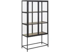 Sea Armoire Vitrine Avec 2 Portes Vitrées, Noir.