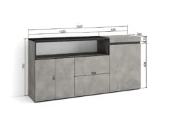Buffet Salon Et Cuisine, 150x75x35cm, 3 Portes, Meuble Chaussure, Ciment -Meubles Soldes Boutique buffet 22246993