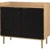 LINE Buffet - Papier Imitation Bois Et Imprimé - 2 Portes - L 90 X P 40 X H 80 Cm -Meubles Soldes Boutique buffet 22415857