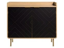 LINE Buffet - Papier Imitation Bois Et Imprimé - 2 Portes - L 90 X P 40 X H 80 Cm -Meubles Soldes Boutique buffet 22415859