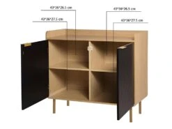 LINE Buffet - Papier Imitation Bois Et Imprimé - 2 Portes - L 90 X P 40 X H 80 Cm -Meubles Soldes Boutique buffet 22415863