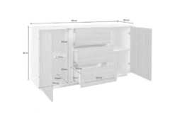 Placard Dmorac, Buffet De Cuisine Avec 2 Portes Et 3 Tiroirs, Buffet De Salon, 100% Made In Italy, 160x41h86 Cm, Blanc Brillant Et Noyer -Meubles Soldes Boutique buffet 22848183