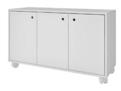 Buffet Meuble De Rangement Blanc 3 Portes Sur Roulettes -Meubles Soldes Boutique buffet 22970287