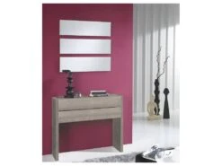 Meuble D'entrée Chêne Clair + Miroirs - NOSILA