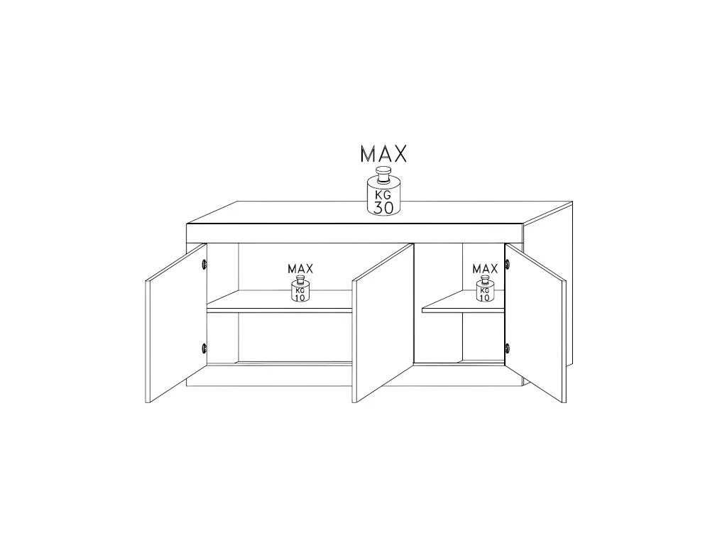 Buffet COMETE - 3 Portes - Blanc Laqué 9 Buffet COMETE - 3 Portes - Blanc Laqué – Image 7
