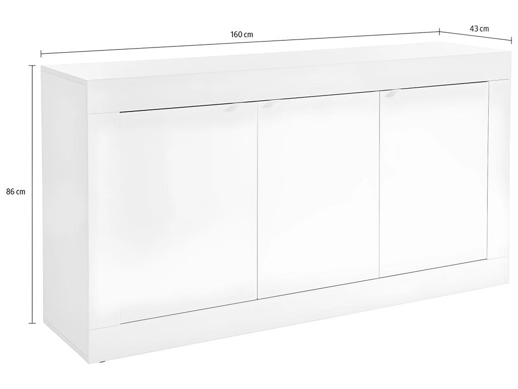 Buffet COMETE - 3 Portes - Blanc Laqué 8 Buffet COMETE - 3 Portes - Blanc Laqué – Image 6