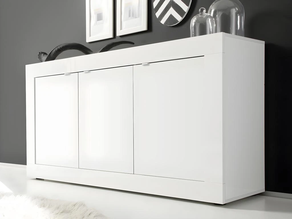 Buffet COMETE - 3 Portes - Blanc Laqué 3 Buffet COMETE - 3 Portes - Blanc Laqué