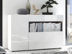 Buffet ALTAIR - 2 Portes & 1 Tiroir - Coloris : Blanc Laqué 12 Buffet ALTAIR - 2 Portes & 1 Tiroir - Coloris : Blanc Laqué -Meubles Soldes Boutique buffet 381825