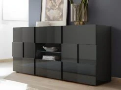 Buffet CALISTO - LEDs - 2 Portes & 2 Tiroirs - Anthracite Laqué 12 Buffet CALISTO - LEDs - 2 Portes & 2 Tiroirs - Anthracite Laqué -Meubles Soldes Boutique buffet 418313