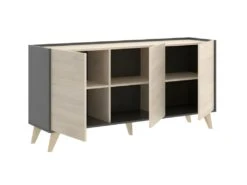 Ensemble Table Basse + Meuble TV + Buffet - Anthracite Et Chêne - Séjour Scandinave KOLYMA -Meubles Soldes Boutique buffet 432315
