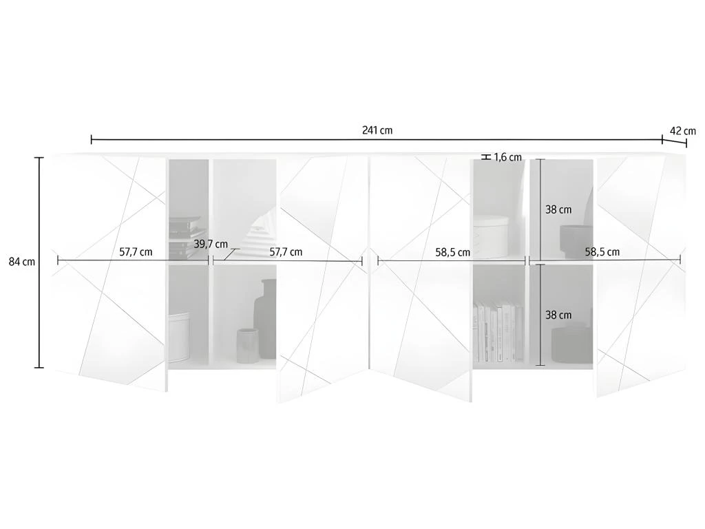 Buffet CANTIANO - 4 Portes - Blanc Laqué 6 Buffet CANTIANO - 4 Portes - Blanc Laqué – Image 4