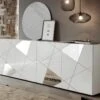 Buffet CANTIANO - 4 Portes - Blanc Laqué -Meubles Soldes Boutique buffet 438369