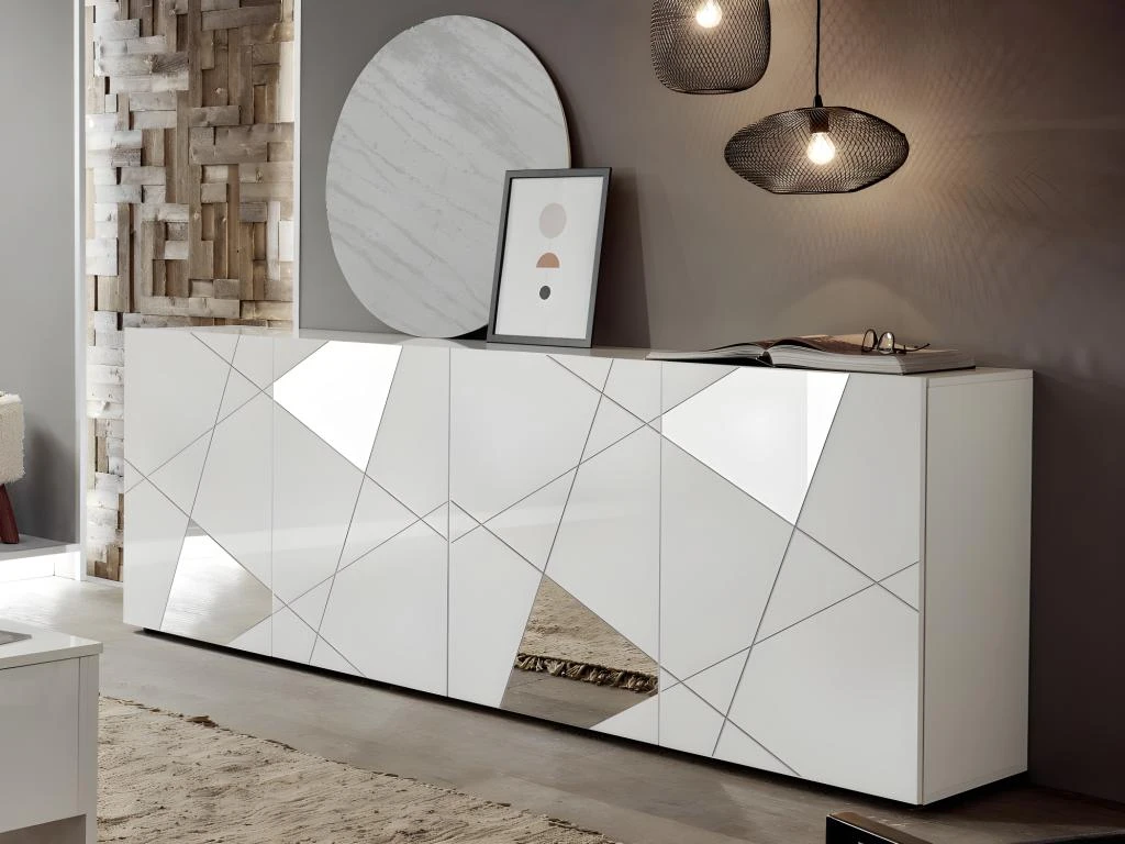Buffet CANTIANO - 4 Portes - Blanc Laqué 3 Buffet CANTIANO - 4 Portes - Blanc Laqué
