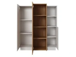 Buffet Haut FRANCOLI - 3 Portes Et 2 Niches - Blanc Et Chêne 14 Buffet Haut FRANCOLI - 3 Portes Et 2 Niches - Blanc Et Chêne -Meubles Soldes Boutique buffet 477447